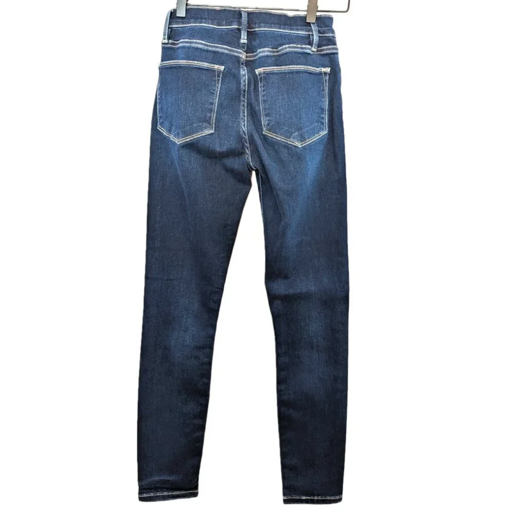 Frame | Le High Skinny Crop Jeans Sanctuary Dark Wash | Size 26 - Picture 4 of 13